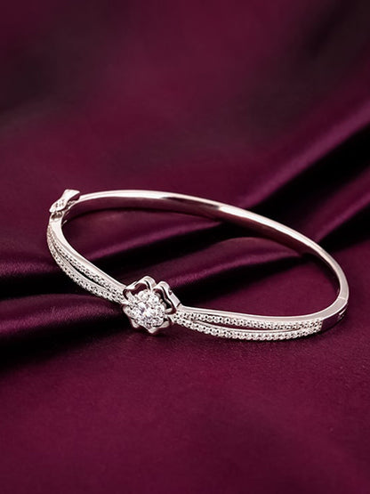 Silver Zircon Flower Bracelet