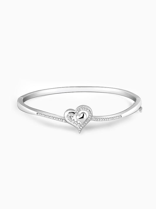 Silver Heart in Love Bangle Bracelet