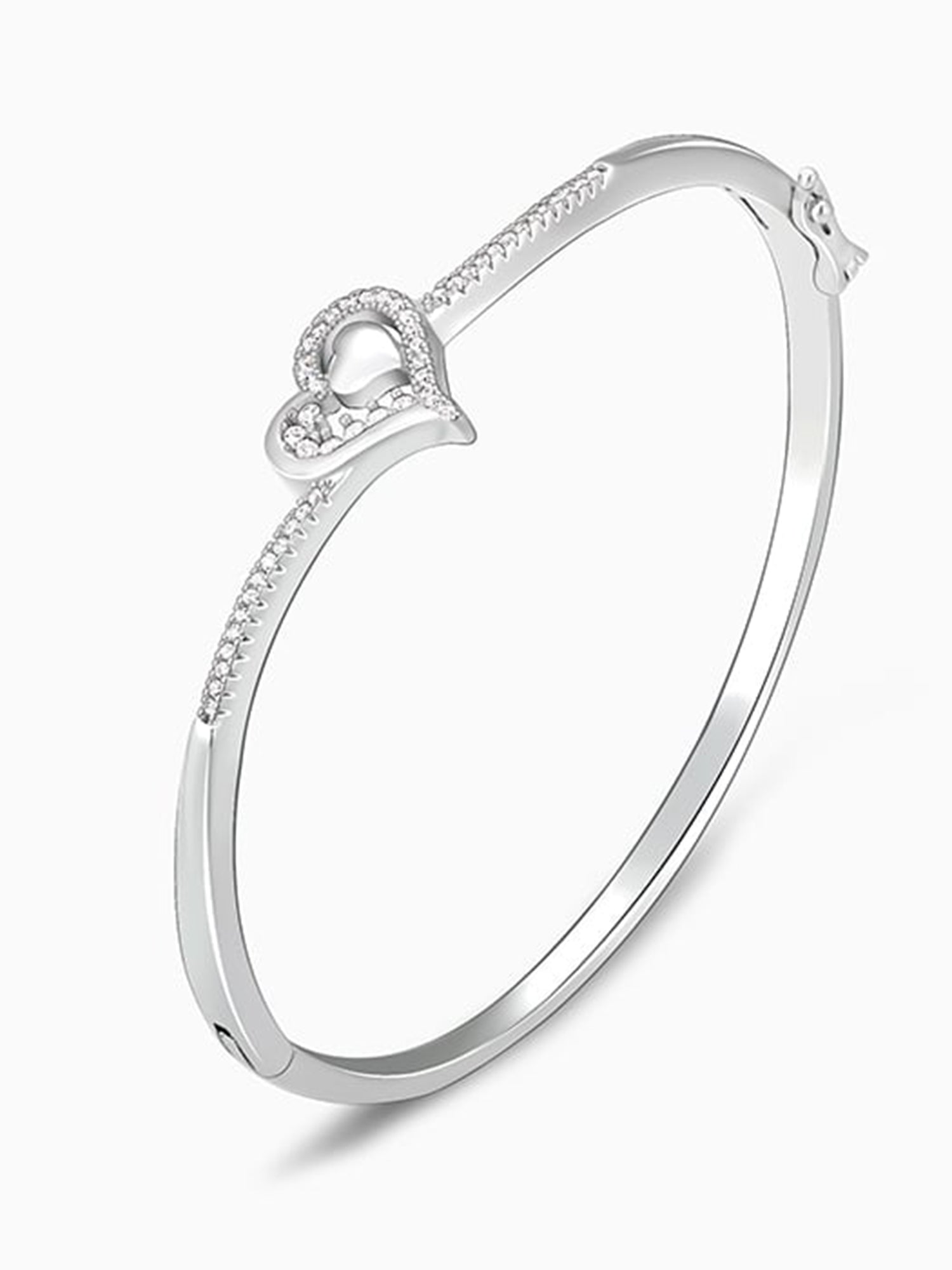 Silver Heart in Love Bangle Bracelet