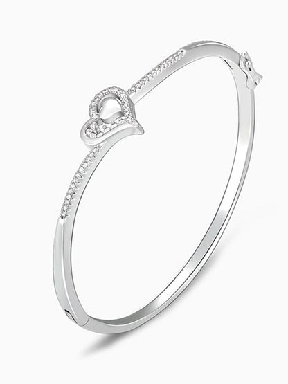 Silver Heart in Love Bangle Bracelet