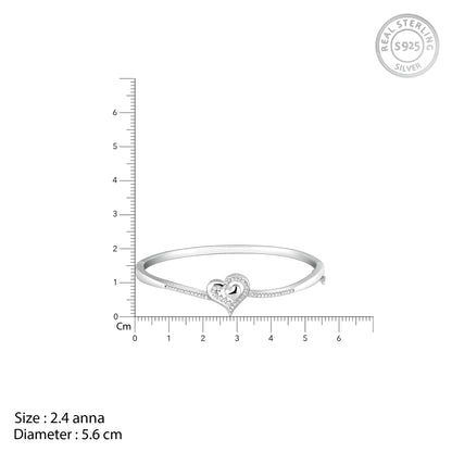 Silver Heart in Love Bangle Bracelet