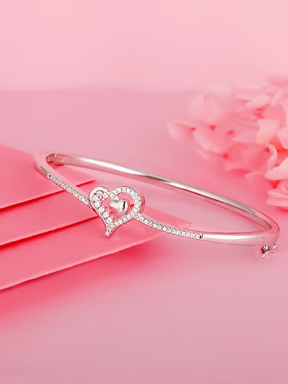 Silver Heart in Love Bangle Bracelet