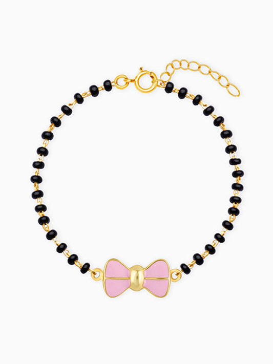 Golden Pink Bow Infant Bracelet (0-18 months)