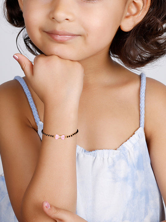 Golden Pink Bow Infant Bracelet (0-18 months)