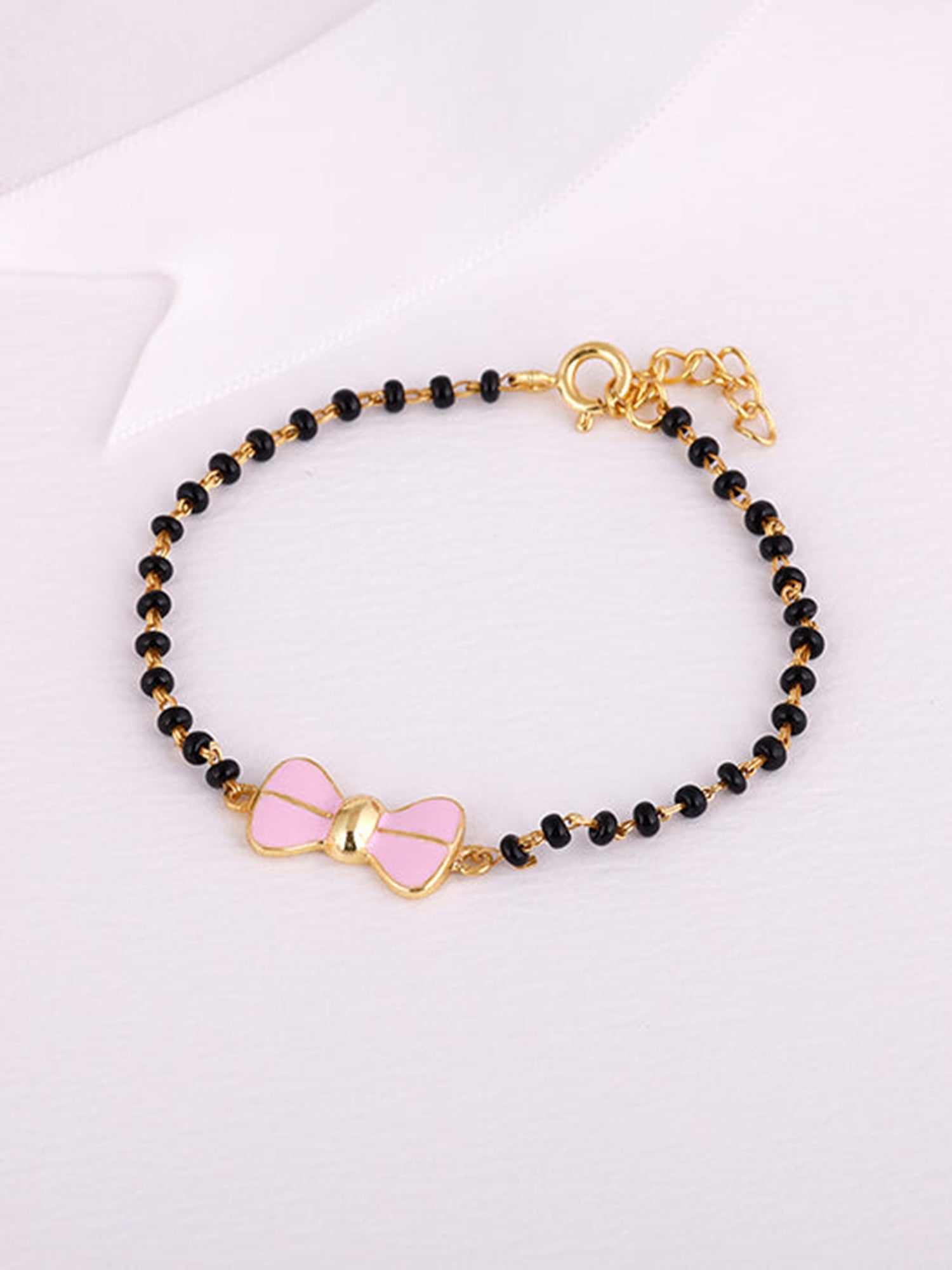 Golden Pink Bow Infant Bracelet (0-18 months)