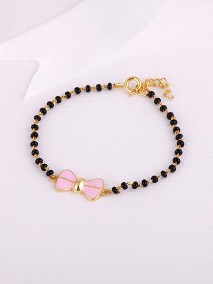 Golden Pink Bow Infant Bracelet (0-18 months)
