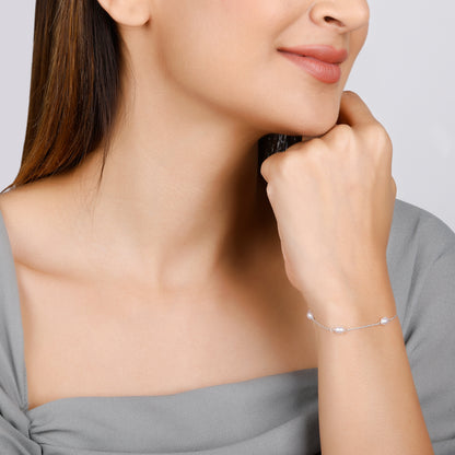 Silver Iridescent Pearl Bracelet