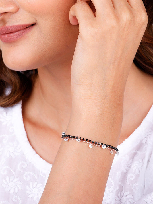 Rose Gold Dazzling Zircons Layered Mangalsutra Bracelet