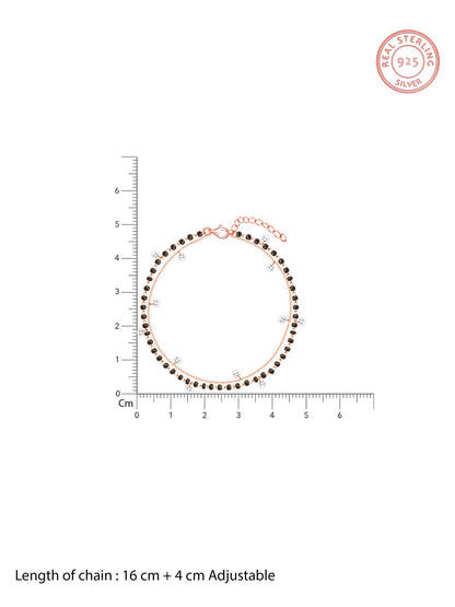 Rose Gold Dazzling Zircons Layered Mangalsutra Bracelet
