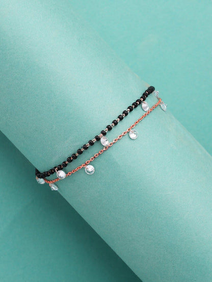 Rose Gold Dazzling Zircons Layered Mangalsutra Bracelet