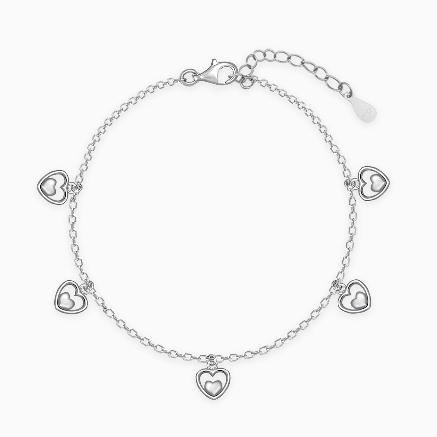 Silver Small Heart Charm Bracelet - Image 1