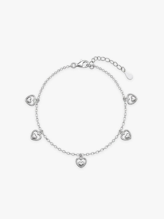 Silver Small Heart Charm Bracelet