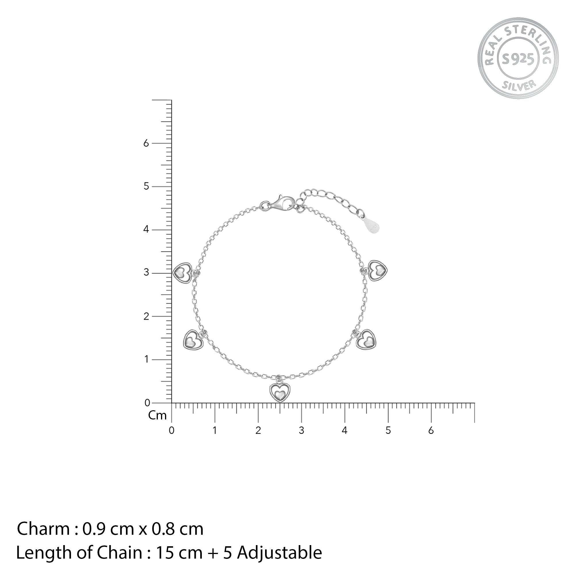 Silver Small Heart Charm Bracelet - view 4