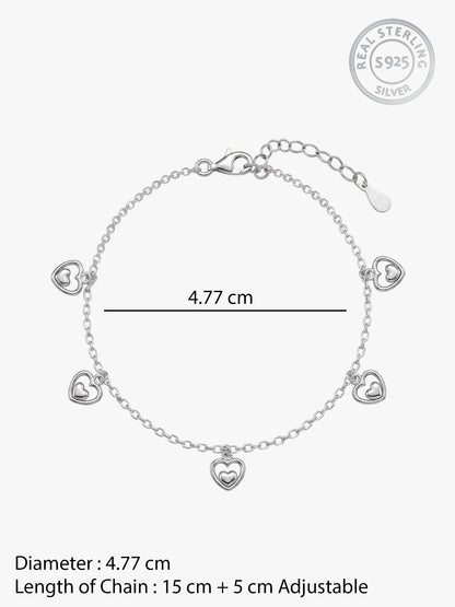 Silver Small Heart Charm Bracelet
