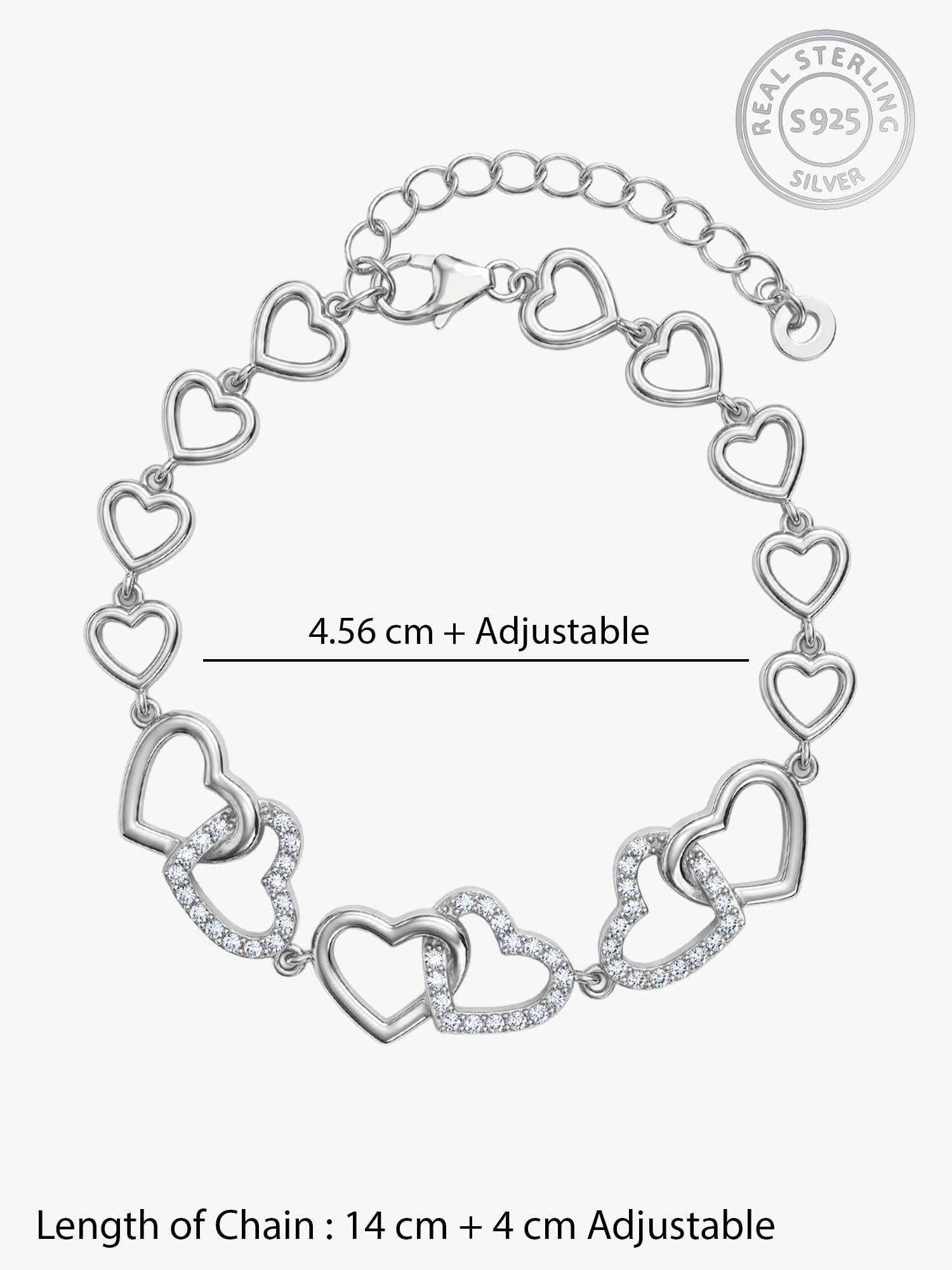 Silver Interlocked Heart Duo Bracelet
