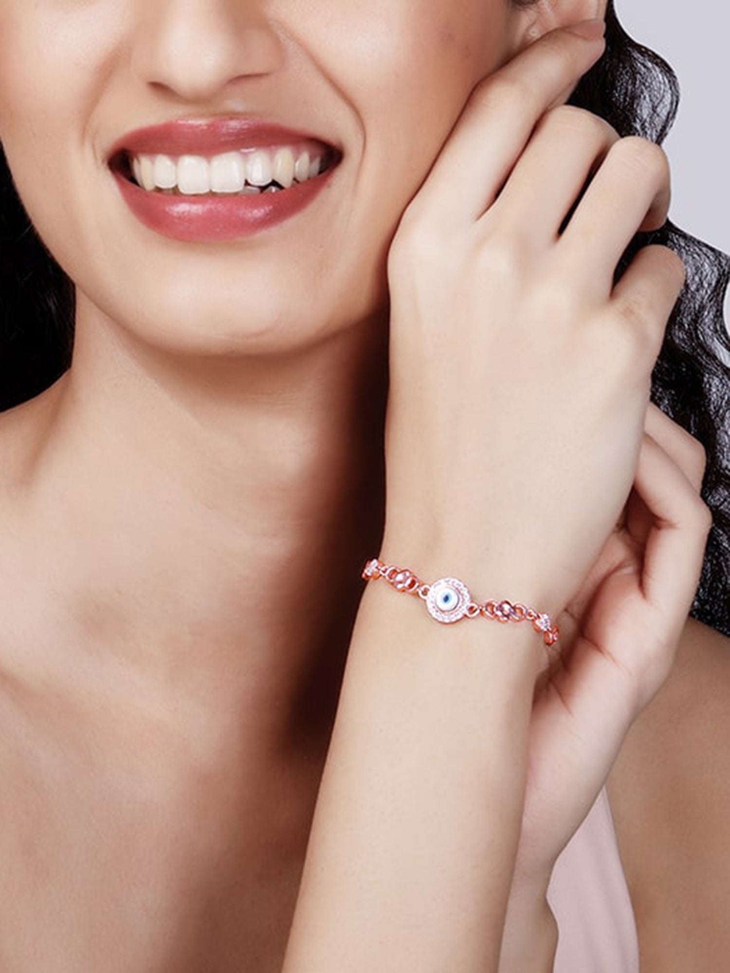 Rose Gold Zircon Evil Eye Bling Bracelet