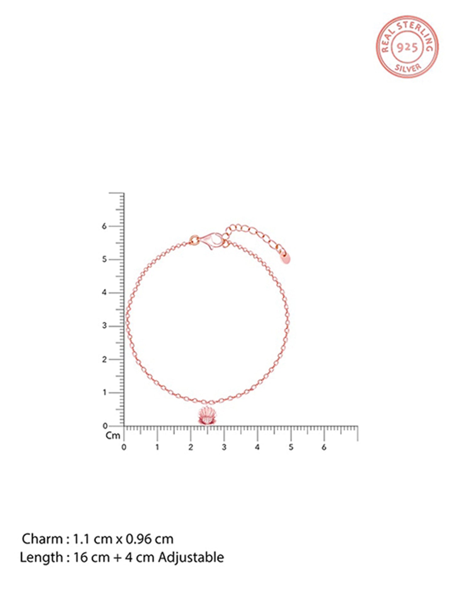 Rose Gold Heart in Seashell Bracelet