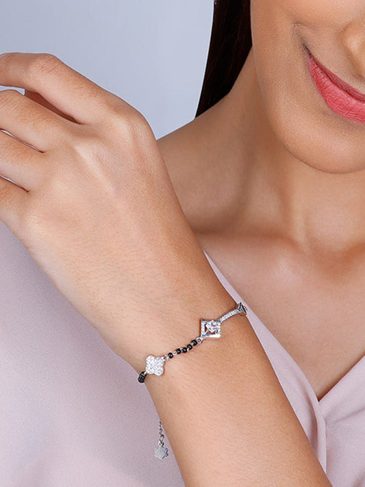 Silver Love My Bae Mangalsutra Bracelet