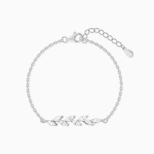 Silver Zircon Ferns Bracelet