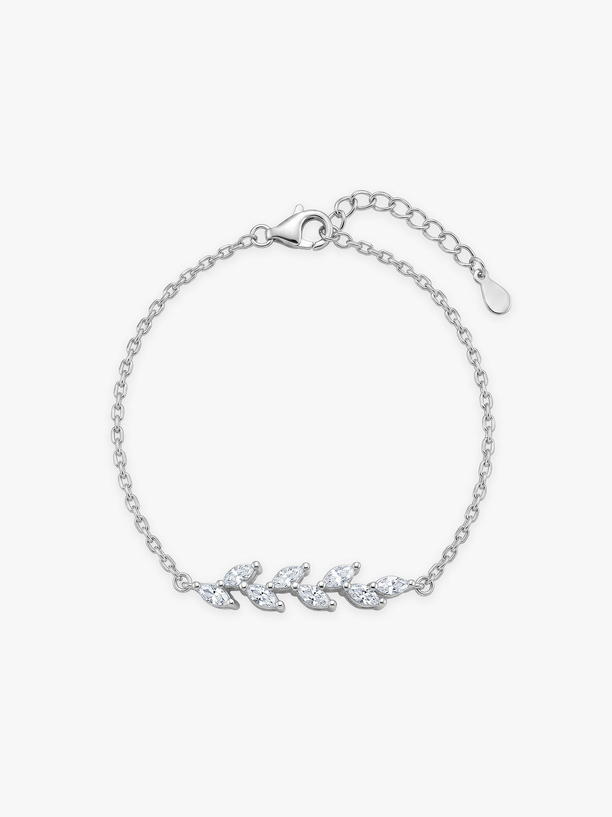Silver Zircon Ferns Bracelet