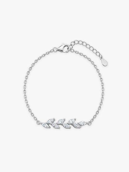 Silver Zircon Ferns Bracelet