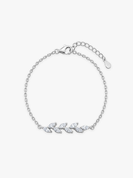 Silver Zircon Ferns Bracelet