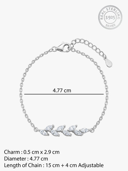 Silver Zircon Ferns Bracelet
