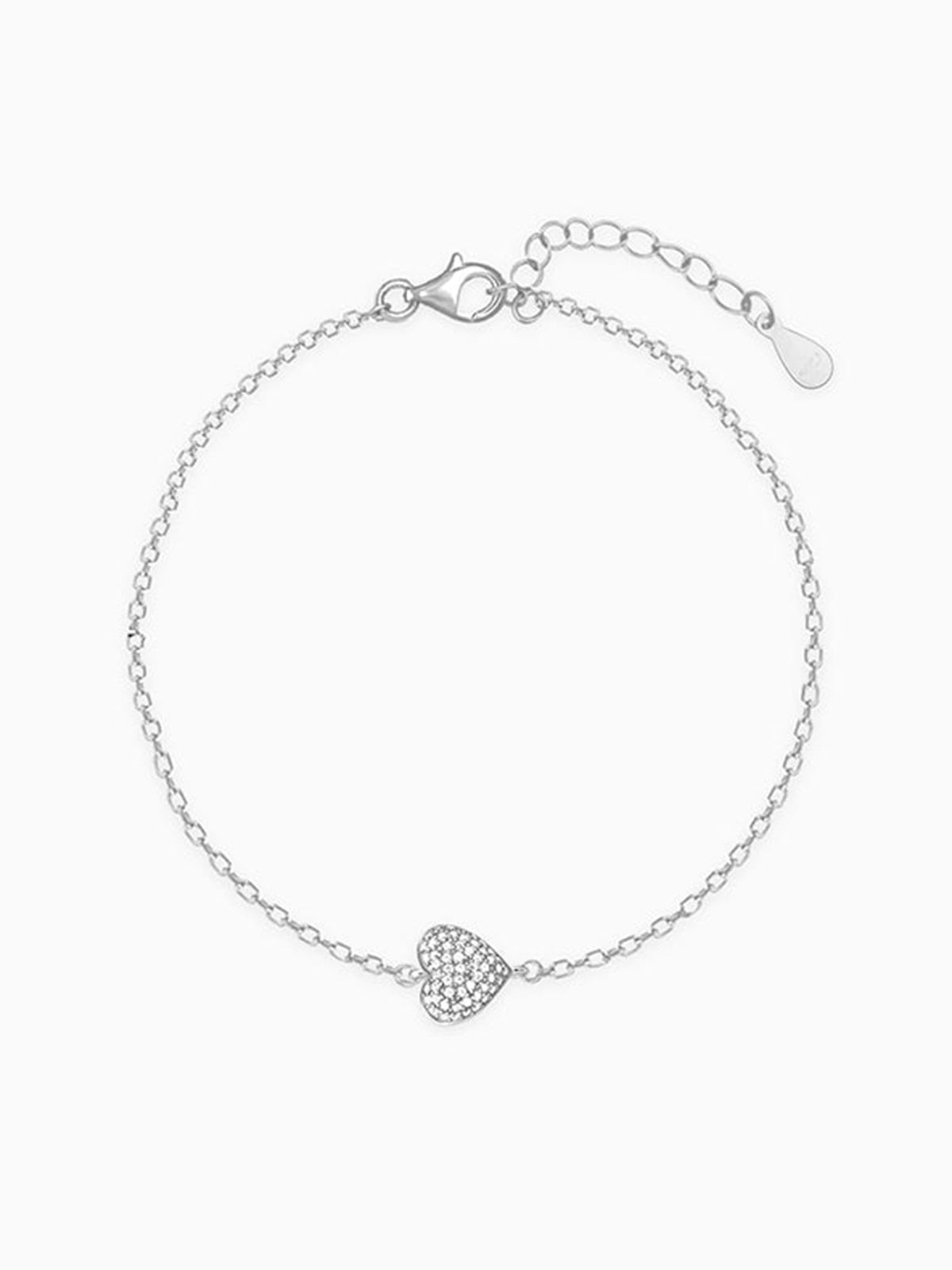 Silver Filled with Love Heart Bracelet