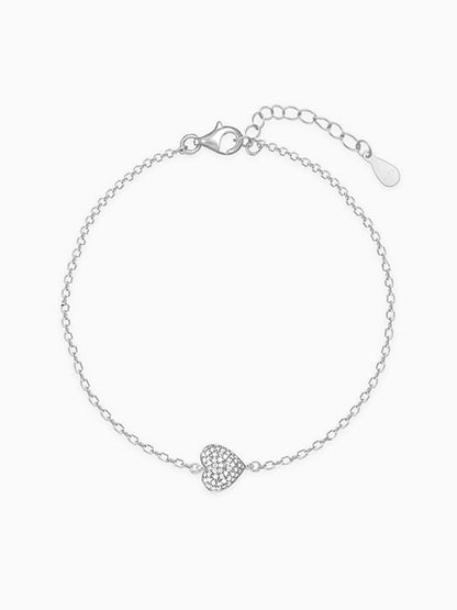 Silver Filled with Love Heart Bracelet