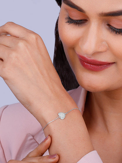 Silver Filled with Love Heart Bracelet