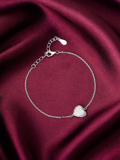 Silver Filled with Love Heart Bracelet