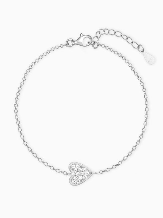 Silver Heart of Zircons Bracelet