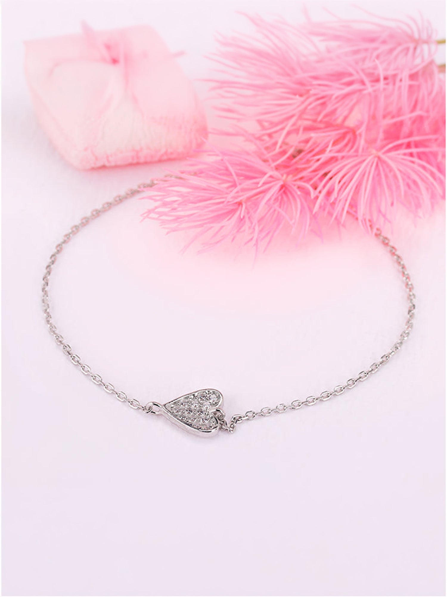Silver Heart of Zircons Bracelet