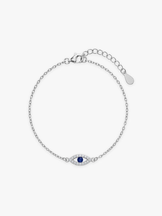 Silver Evil Eye Blue Bracelet