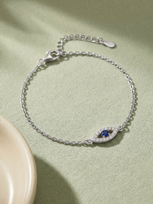 Silver Evil Eye Blue Bracelet