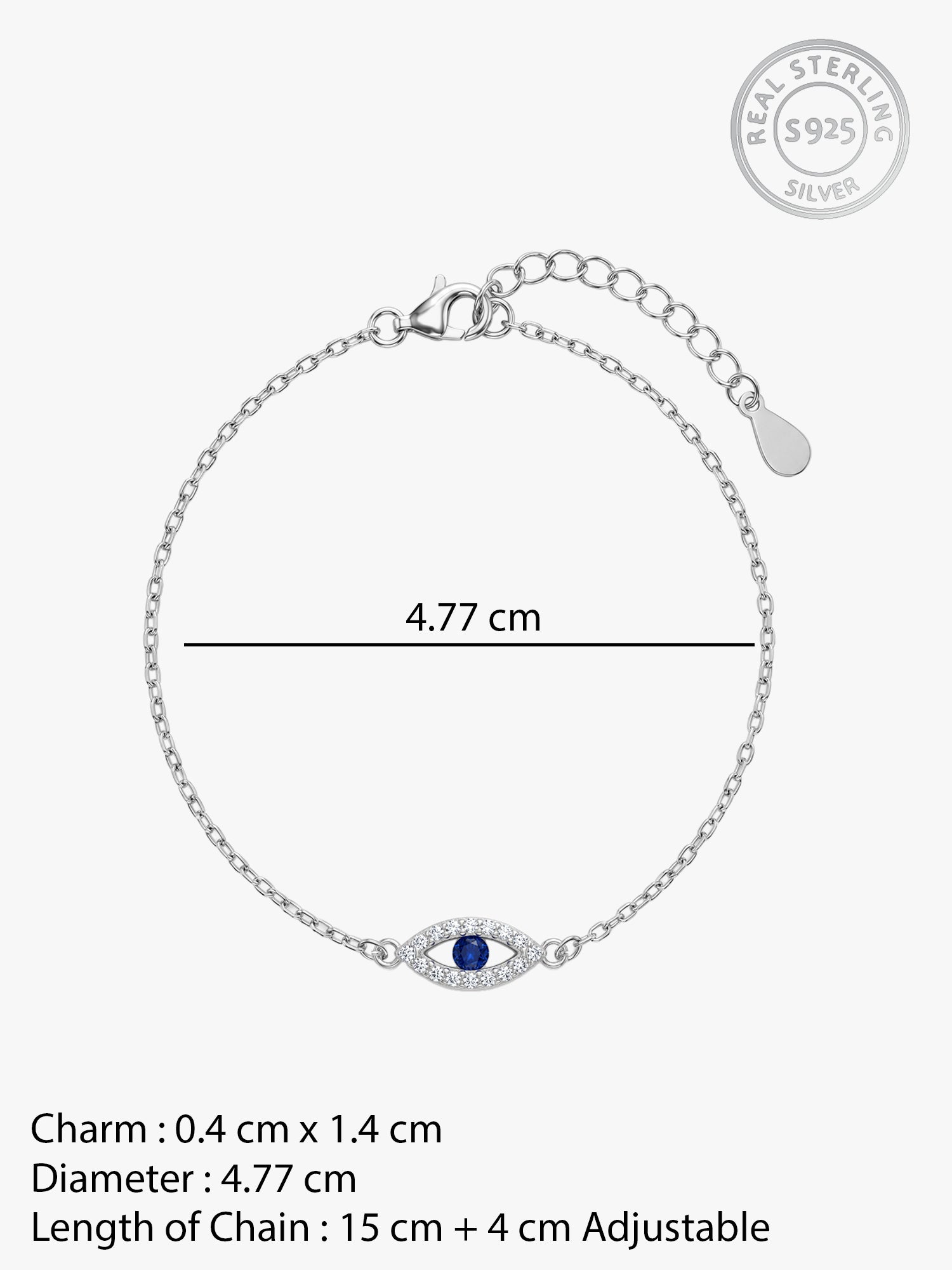 Silver Evil Eye Blue Bracelet