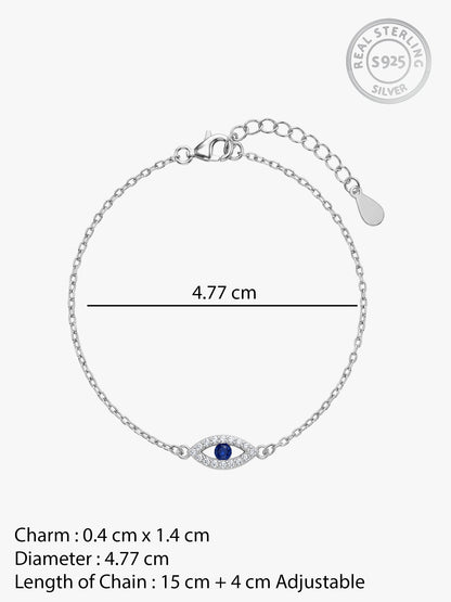 Silver Evil Eye Blue Bracelet