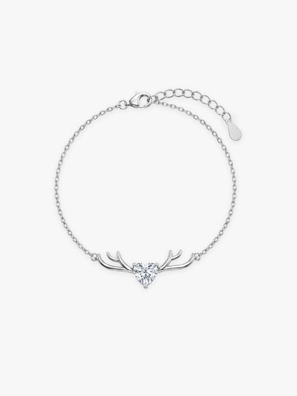 Silver Deer Heart Bracelet