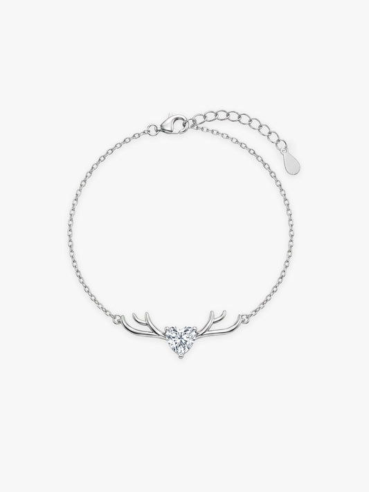 Silver Deer Heart Bracelet