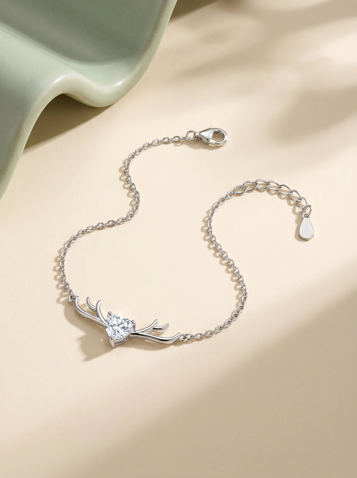 Silver Deer Heart Bracelet