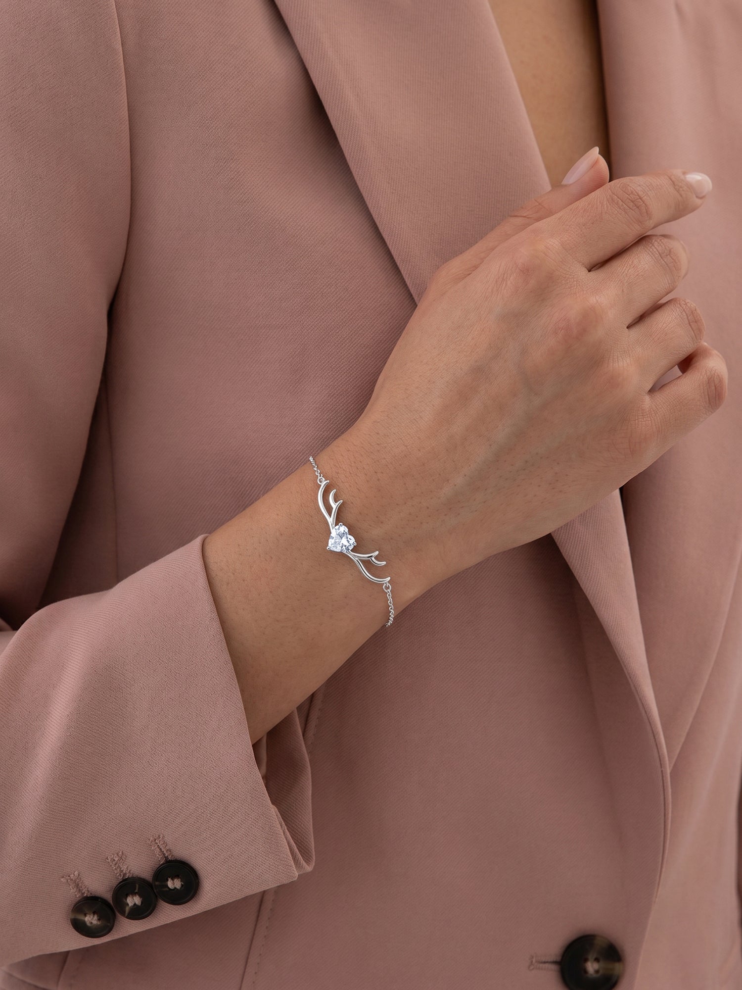 Silver Deer Heart Bracelet