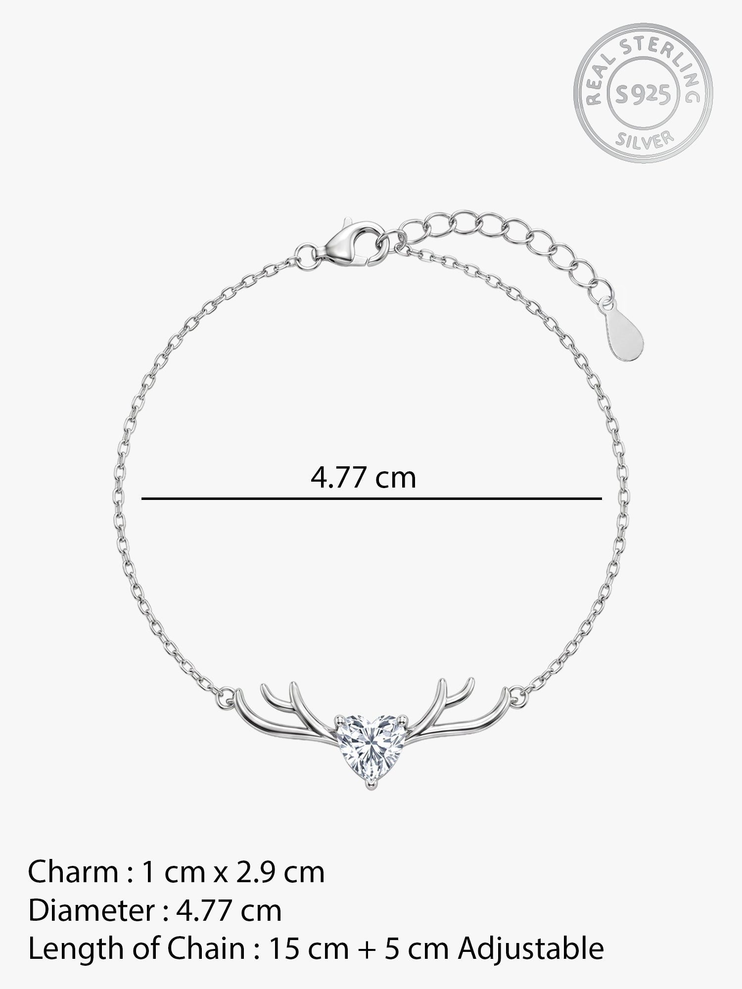 Silver Deer Heart Bracelet