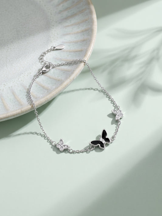 Silver Elegant Butterflies Bracelet