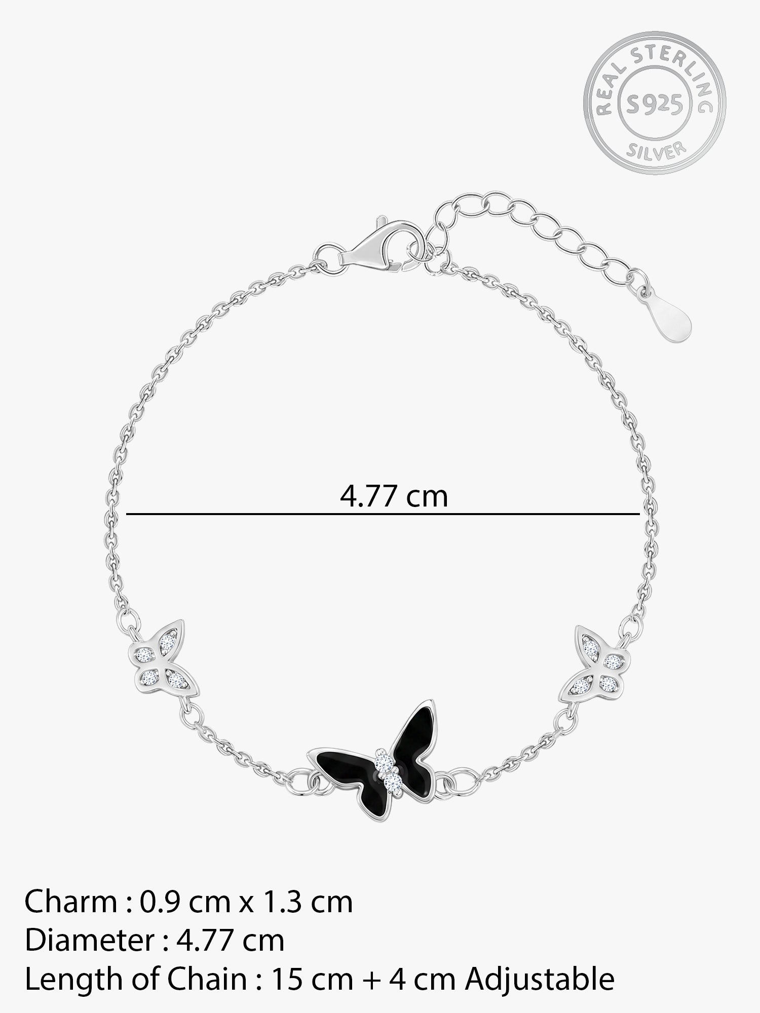 Silver Elegant Butterflies Bracelet