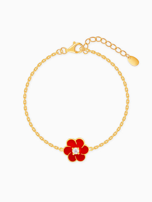 Golden Red Flower Power Bracelet