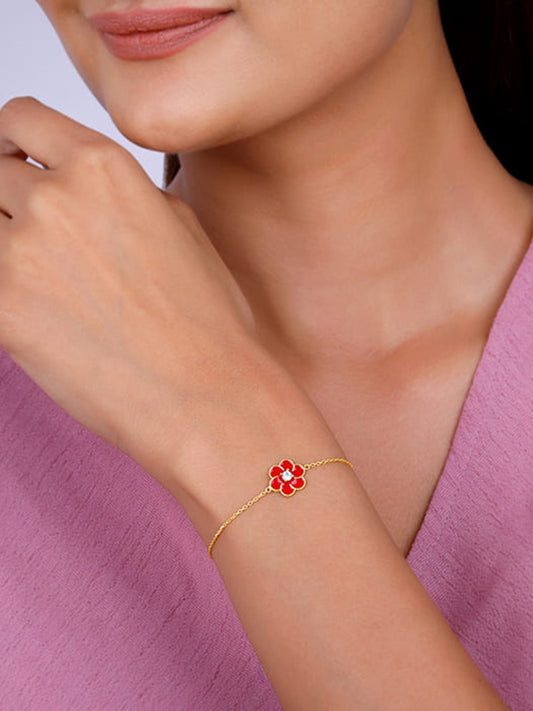 Golden Red Flower Power Bracelet