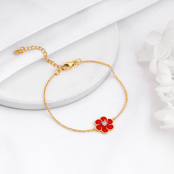 Golden Red Flower Power Bracelet