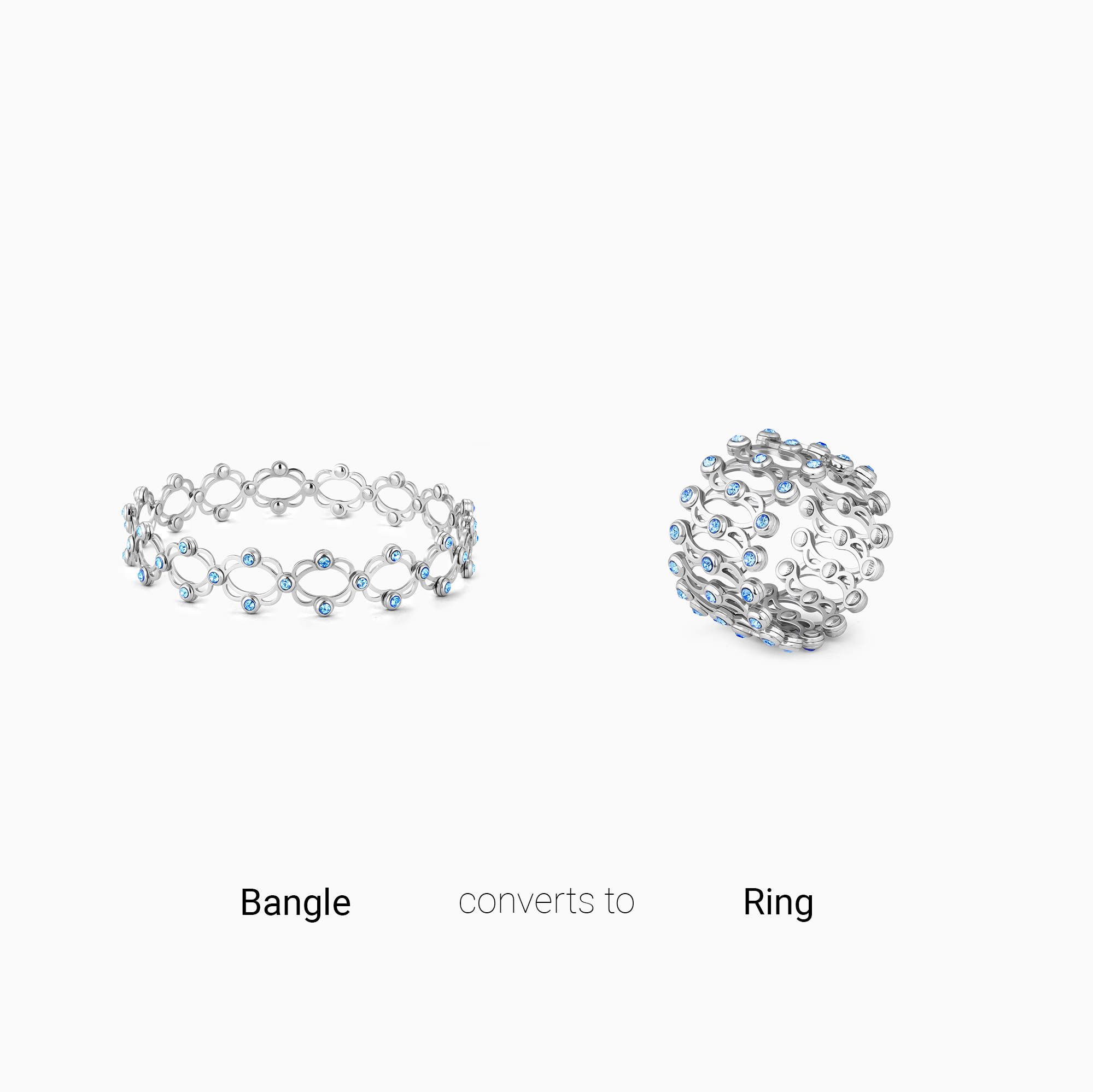 Silver Supple Bracelet with Aqua Blue Stones - view 4