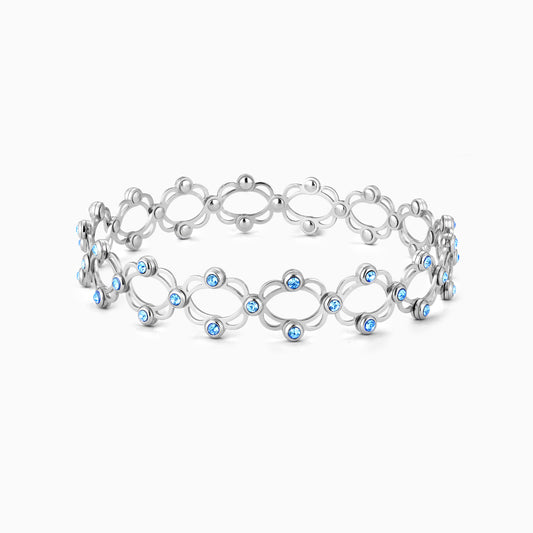 Silver Supple Bracelet with Aqua Blue Stones