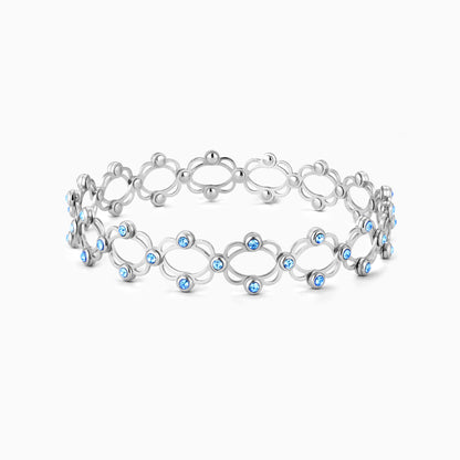 Silver Supple Bracelet with Aqua Blue Stones